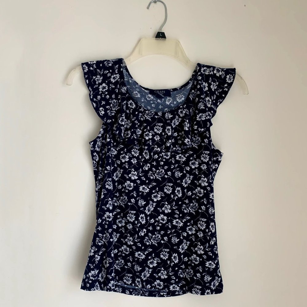 Floral Short Frill Sleeve Blouse